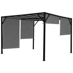 Gazebo Pergola Baldacchino Apribile Baia Acciaio Poliestere Grigio 3x3m características
