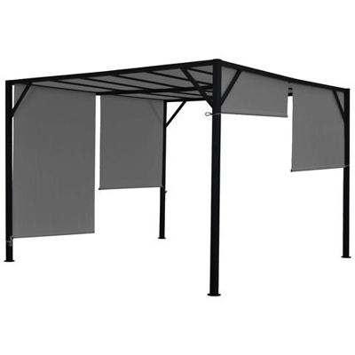 Gazebo Pergola Baldacchino Apribile Baia Acciaio Poliestere Grigio 3x3m