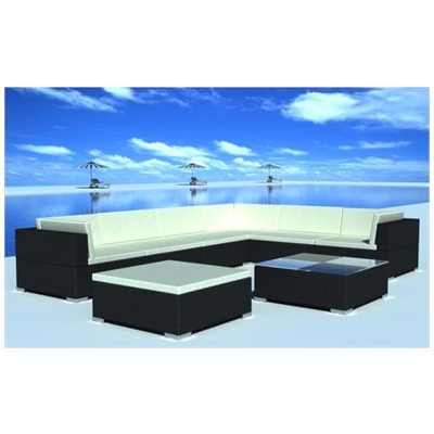 Set Da Seduta Giardino In Polirattan Nero 24 Pz