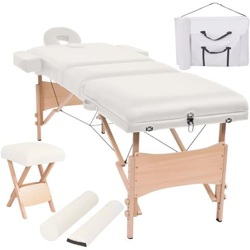 Set Lettino Massaggio Pieghevole 3 Zone 10 Cm E Sgabello Bianco precio