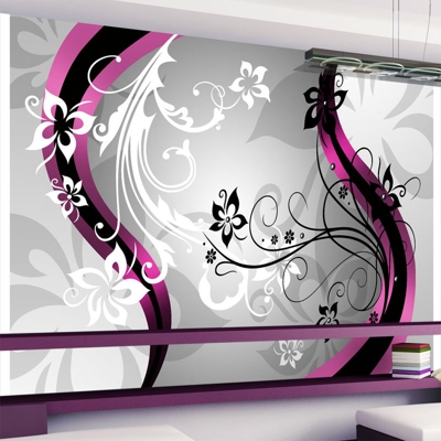 Fotomurale Zig zag floreali rosa cm 300x210 Artgeist