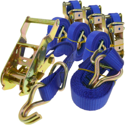 Cinghia di serraggio con cricchetto 25 mm x 2,5 m 600 kg blu (pacco 4) - Primematik precio
