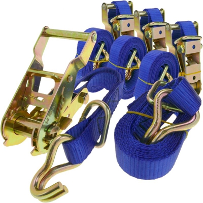 Cinghia di serraggio con cricchetto 25 mm x 2,5 m 600 kg blu (pacco 4) - Primematik