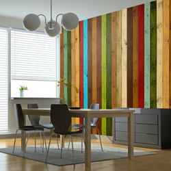 Fotomurale Wooden rainbow cm 200x154 Artgeist en oferta