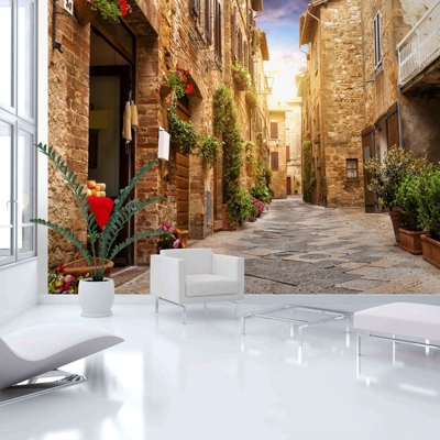 Fotomurale Colourful Street in Tuscany cm 250x175 Artgeist