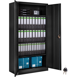 Armadio portadocumenti a 5 scomparti - cassettiera portadocumenti, armadio 2 ante, armadio ripostiglio - nero - TECTAKE en oferta