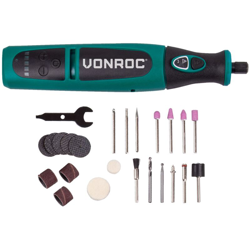 VONROC Utensile rotante multifunzione 8V. Include set di 24 accessori, caricatore e sacca portautensili en oferta