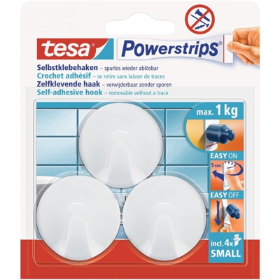 Gancio tesa Power Strip® Small rotondo Cromo (opaco) 57578-00-03 tesa Contenuto: 3 pz.