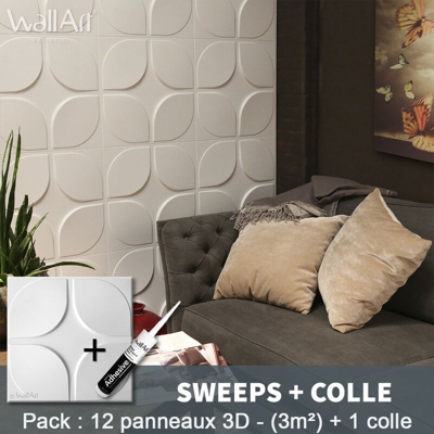Pannelli Decorativi 3D Sweeps Pannello a parete 3m² + Colla WallArt - WALLART 3D