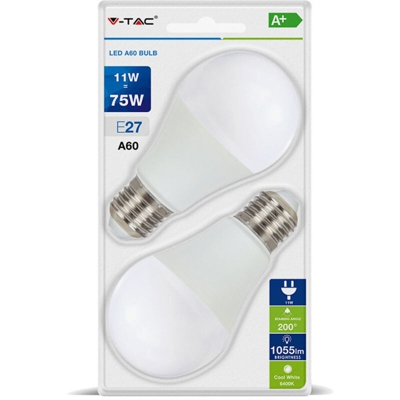 Lampadina LED E27 11W A60 2700K (Blister 2 pezzi) - V-tac