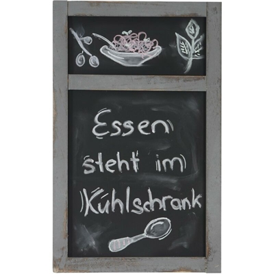 Lavagna da parete HWC-C51a decorativa legno paulonia 55x34x2cm ~ grigio - MENDLER