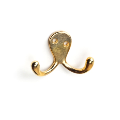 Appendiabiti da fissare alla parete o sui mobili, Zama, Ottone Zincato, 2 ganci. Marchio REI