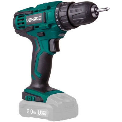 VONROC Trapano avvitatore a batteria VPOWER 20V. Batteria e caricabatterie non inclusi. Include punte e sacca portautensili