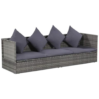 Lettino Da Esterno In Polyrattan 200x60x58 Cm Grigio