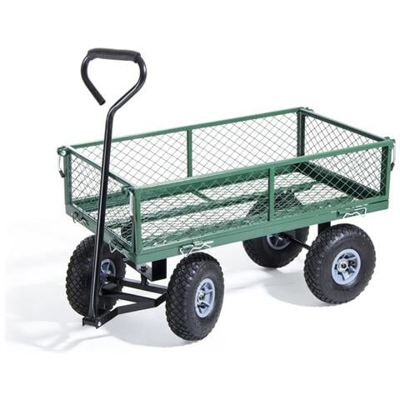 Carrello Con 4 Ruote Pneumatiche E Sponda Ribaltabile, Portata 150 Kg