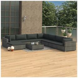Set Divani Da Giardino 9 Pz Con Cuscini In Polyrattan Grigio características