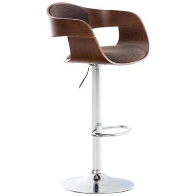Sgabello rétro Kingston con Braccioli - Sgabello Bar Girevole 360° in Tessuto e Legno I Sgabello Alto Bancone Regolabile 63 - 77 cm Noce / Marrone