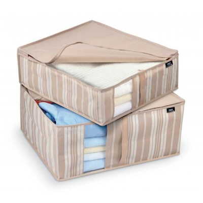 DOMOPAK - SET 2 CUSTODIE BIANCHERIA E COPERTINE M+L RIGA 40x45x15 - 55x45x25 cm