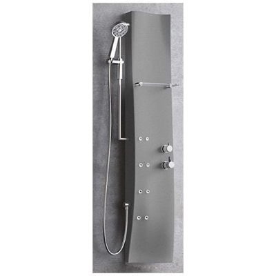 Colonna Doccia Attrezzata Idromassaggio Idro Marca Novellini Dress Miscelatore Rubinetto Termostatico Colore Grigio 28x17xh154 Installabile Parete Multifunzione Bagno Ripiano Portaoggetti Getti Jet Acqua Doccetta Mano Asta Verticale Dorsale Porta Oggetti