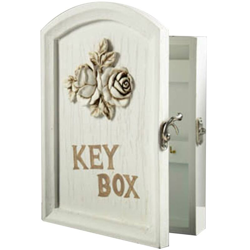 Armadietto Cassetta Portachiavi Parete 6 Ganci Porta Chiavi e Anta Legno Rose - BAKAJI en oferta