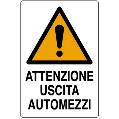 Cartello attenzione uscita automezzi 40 x 60 cm in polionda policarbonato - IST
