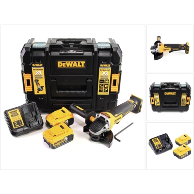 DeWalt DCG 406 P2 18 V 125 mm Smerigliatrice Brushless a batteria in valigetta TStak + 2x Batterie 5,0 Ah + Caricatore