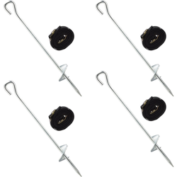 Set di Picchetti da Trampolino, 8 Pezzi, con Cinghia, Resistente a Intemperie, Acciaio Zincato, Nero/Argento - RELAXDAYS precio