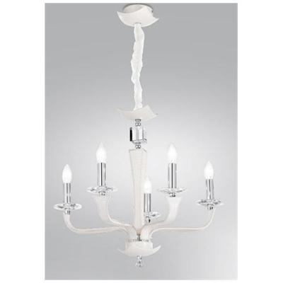 I-DESDEMONA / 5 - Lampadario bianco pitonato dal design classico 40 watt E14