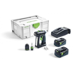 Festool C 18 Li 5,2-Plus Trapano avvitatore a batteria ( 574738 ) in valigetta Systainer + 2x Batterie BP 18 Li 5,2 AS + Caricabatterie TCL 6 características