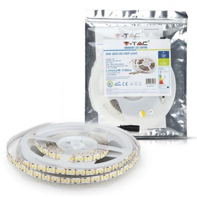 V-tac - striscia 1020 led non impermeabile 12 volt 120° 5 mt A+ CE IP20 bianco caldo no tec 612234