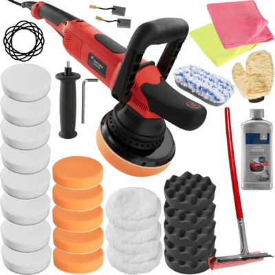 Lucidatrice eccentrica K7250 - lucidatrice auto, lucidatrice per auto - 28 pezzi incl. prodotto per lucidatura - TECTAKE