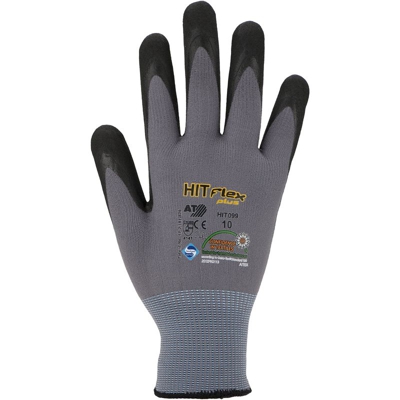 ' hit099 10 Guanti nitrile con mikroschaumbeschichtung, Grigio/Nero, Taglia 10 - Asatex