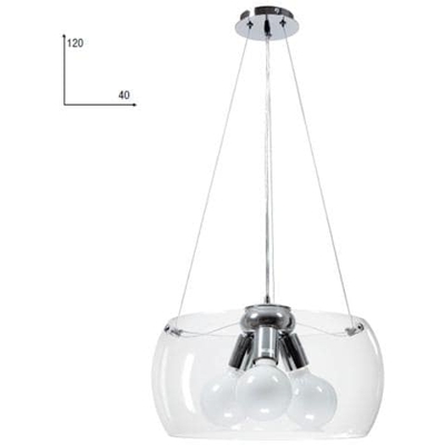 Lampadario a sospensione per arredo interno 40x120 trasparente