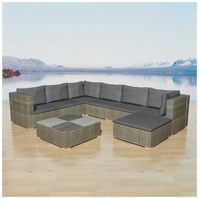 24 Pz Set Mobili Da Giardino In Polirattan Grigio
