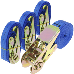 Cinghia di serraggio con cricchetto 25 mm x 2,5 m 800 kg blu (pacco 4) - Primematik en oferta