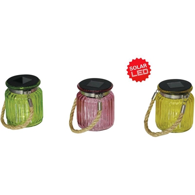 Naeve Leuchten Set di LED Solar vetro, Je 1 X Rosa, Giallo, Verde, Vetro, 1 W, Multicolore, 8 x 8 x 9,5 cm, 3 unità - UNBEKANNT