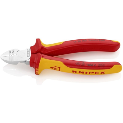 Knipex Tronchese laterale con spelacavi cromata VDE 160 mm - 14 26 160 SB