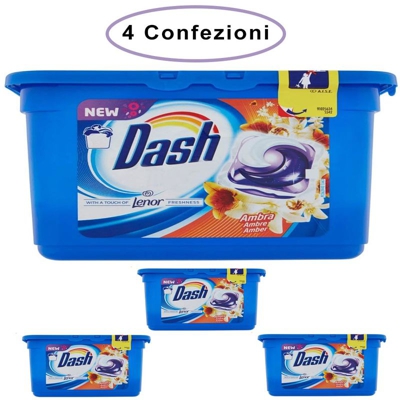 Dash allin1 pods detersivo per lavatrice in monodosi ambra 4 confezioni da 30 capsule