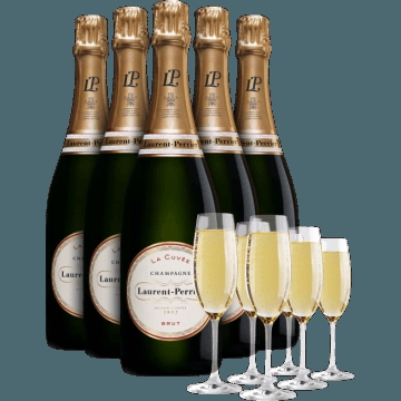 PACK 6 BOTTIGLIE LAURENT PERRIER LA CUVEE : 6 FLUTE IN OMAGGIO