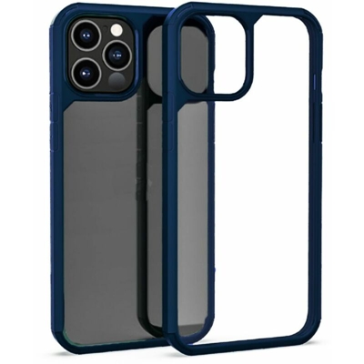 BS - Cover custodia compatibile iPhone 12 Mini 5.4' trasparente cornice blu scura