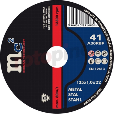 Disco di taglio per metallo 125x1,0x22 - MC2