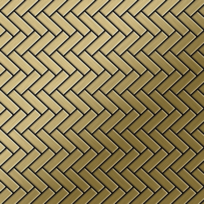 Mosaico metallo solido Titanio spazzolato Gold oro spesso 1,6 mm ALLOY Herringbone-Ti-GB