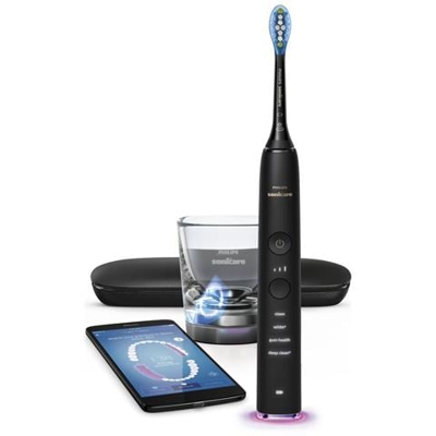 Sonicare HX9903/13 DiamondClean Smart Nero- Spazzolino elettrico con Tecnologia Sonicare, connesso all'applicazione