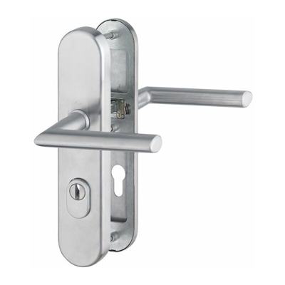 HOPPE Set maniglia a leva Stoccolma con ZA per porte spessore 42-47 mm Distanza tra i fori 72 mm in acciaio inox opaco Set di protezione