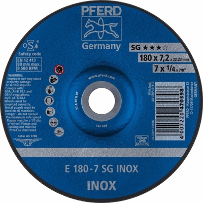 PFERD Disco per sgrossatura E 180-7 SG INOX
