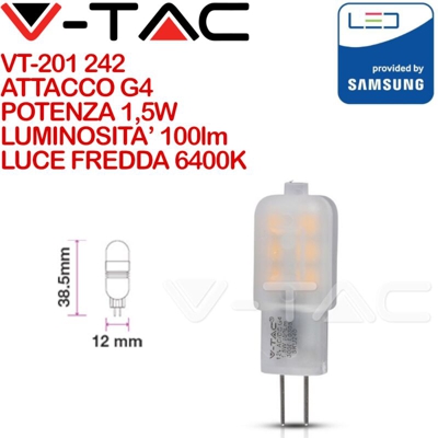Faretto LED V-TAC Chip Samsung G4 1,5W 6400K