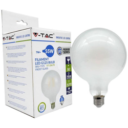V-Tac VT-2067D Lampadina Bulbo G125 filamento Vetro Smerigliato 7W E27 Dimmable - SKU 7191 Bianco Caldo 2700K en oferta