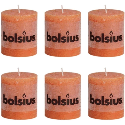 Bolsius Pilastro Candela Rustico 80 x 68 mm Arancione 6 pezzi