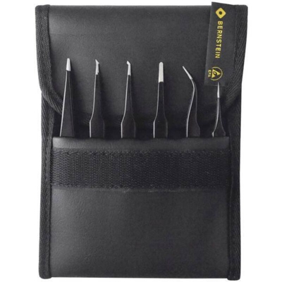 Bernstein 5-060 Kit pinzette SMD 6 parti Molto acuminate, Punte curve, Molto acuminate, Piatte-tonde, Acuminate, Piatte