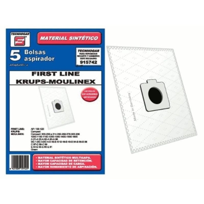 Sacchetto aspirapolvere sintetico prima linea Krups Moulinex 5 unità 915742 - RECAMANIA